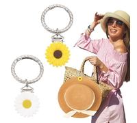 sourcing map Hat Clip for Travel on Bags, Holder Hands, Free Bag Backpack Fashionable Clip - Protect Hat from Falling for Hanging on Handbags Totes Luggage Purse, Yellow/White Flower
