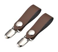 sourcing map Hat Clips for Travel, 2pcs PU Leather Hat Clips for Women Bag Handbag Luggage Outdoor Travel Hat Companion, Coffee