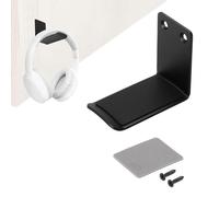 sourcing map Headphone Holder Stand Aluminum Headset Hook Headphone Clip Under Desk Hanger with Tape and Screws for Bedrooms Study Libraries Offices, Black (5.5cm)