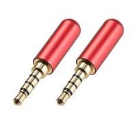 sourcing map Headphone Plug Jack Stereo 3.5mm Male Audio Cable Repair DIY Earphone Headset Replacement Tool Copper Red 2pcs