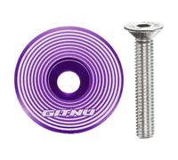 sourcing map Headset Stem Top Cap 1-1/4 Aluminum Alloy Cycling Headset Cover Stem with M6 Bolt for Mountain Bike Road Bicycle MTB, Purple