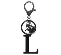 sourcing map Heart Initial Letter Keychain, Stainless Steel Keyring Alphabet Charm for Handbag, Women Purse, Car Key, Pendant Decor, Black L