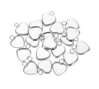 sourcing map Heart Pendant Blank Tray, 20Pcs 11mm - Stainless Steel Cabochons Setting Blank Connector Base for DIY Crafting and Making Embossed Photo (Silver)