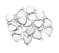 sourcing map Heart Pendant Blank Tray, 20Pcs 11mm - Stainless Steel Cabochons Setting Blank Connector Base with Double Circle for DIY Crafting and Making Embossed Photo (Silver)