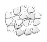 sourcing map Heart Pendant Blank Tray, 20Pcs 13mm - Stainless Steel Cabochons Setting Blank Connector Base for DIY Crafting and Making Embossed Photo (Silver)
