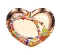 sourcing map Heart Shape Serving Trays, 3.54" Stainless Steel Decorative Jewelry Dish, Small Vanity Tray for Bathroom Aromatherapy Candle Drink Plate,Rose Gold