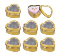 sourcing map Heart Shaped Candle Tins with Clear Window Lids, 2 oz Empty Metal Tin Cans for Candle Making Candies Gifts DIY Crafts, Gold, Pack of 8