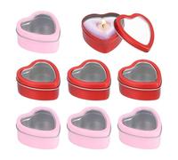 sourcing map Heart Shaped Candle Tins with Clear Window Lids, 2 oz Empty Metal Tin Cans for Candle Making Candies Gifts DIY Crafts, Red and Pink, Pack of 8