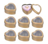 sourcing map Heart Shaped Candle Tins with Clear Window Lids, 2 oz Empty Metal Tin Cans for Candle Making Candies Gifts DIY Crafts, Champagne Gold, Pack of 8
