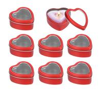 sourcing map Heart Shaped Candle Tins with Clear Window Lids, 2 oz Empty Metal Tin Cans for Candle Making Candies Gifts DIY Crafts, Red, Pack of 8