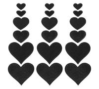 sourcing map Heart Shaped Iron on Patches 2.5/4/7x2/3.5/6.8cm Embroidered Sew Patches Appliques Garment Embellishments for Clothing Repair Backpack Shoes Decoration Black 30Pcs