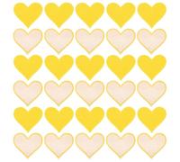 sourcing map Heart Shaped Iron on Patches 7x6.8cm Embroidered Sew Patches Appliques Garment Embellishments for Clothing Repair Backpack Shoes Decoration Yellow 30Pcs