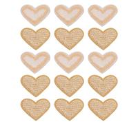 sourcing map Heart Shaped Iron on Patches Beige Embroidered Sew on Love Applique Patches for Clothing Jackets Backpack Shoes Repairing Decorations Pack of 15