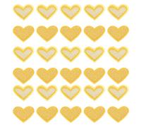 sourcing map Heart Shaped Iron on Patches Embroidered Sew Patches Appliques Garment Embellishments for Clothing Repair Backpack Shoes Decoration Yellow Pack of 30