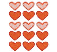 sourcing map Heart Shaped Iron on Patches Orange Embroidered Sew on Love Applique Patches for Clothing Jackets Backpack Shoes Repairing Decorations Pack of 15