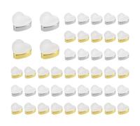 sourcing map Heart Silicone Earring Backs, Soft Earring Back Stopper Secure Replacements with Plated for Studs Droopy Ears (Silver/Gold, Pack of 50)