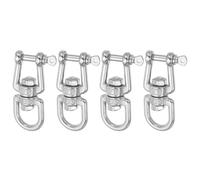 sourcing map Heavy Duty M4 Double Swivel Eye Hook, 304 Stainless Steel Ended Eye x Jaw Chain Swivel Shackle Ring Connector Load 90 KG/198 lbs for Hanging, Pack of 4