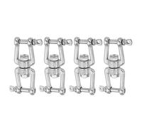 sourcing map Heavy Duty M4 Double Swivel Eye Hook, 304 Stainless Steel Ended Jaw x Jaw Chain Swivel Shackle Ring Connector Load 90 KG/198 lbs for Hanging, Pack of 4