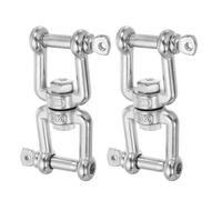 sourcing map Heavy Duty M8 Double Swivel Eye Hook, 304 Stainless Steel Ended Jaw x Jaw Chain Swivel Shackle Ring Connector Load 380 KG/837 lbs for Hanging, Pack of 2