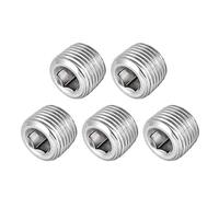 sourcing map Hex Countersunk Plug - Stainless Steel Pipe Fitting 1/8NPT Male Thread Socket Pipe Adapter Connector 5Pcs