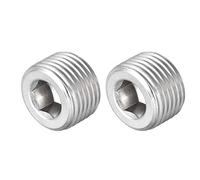 sourcing map Hex Countersunk Plug - Stainless Steel Pipe Fitting 3/8NPT Male Thread Socket Pipe Adapter Connector 2Pcs