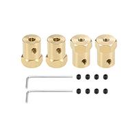 sourcing map Hex Coupler 4mm Bore Motor Hex Brass Shaft Coupling Connector for Car Wheels Tires Shaft Motor 4pcs