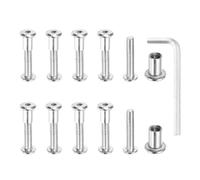 sourcing map Hex Drive Socket Cap Bolt, 5 Set Binding Screw Posts Fit for 3/8"(8mm) Hole Dia Male M8 x 35mm Carbon Steel Binding Bolts with Hex Wrench for Leather Scrapbook Furniture