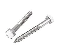 sourcing map Hex Lag Screws, M10 x 100mm 304 Stainless Steel Half Thread Self-Tapping Bolts for Wood Screw 5Pcs