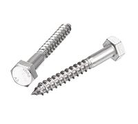 sourcing map Hex Lag Screws, M10 x 80mm 304 Stainless Steel Half Thread Self-Tapping Bolts for Wood Screw 5Pcs