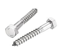 sourcing map Hex Lag Screws, M12 x 80mm 304 Stainless Steel Half Thread Self-Tapping Bolts for Wood Screw 5Pcs