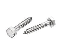sourcing map Hex Lag Screws, M6 x 30mm 304 Stainless Steel Half Thread Self-Tapping Bolts for Wood Screw 25Pcs