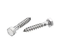 sourcing map Hex Lag Screws, M6 x 35mm 304 Stainless Steel Half Thread Self-Tapping Bolts for Wood Screw 25Pcs