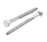 sourcing map Hex Lag Screws, M6 x 75mm 304 Stainless Steel Half Thread Self-Tapping Bolts for Wood Screw 10Pcs