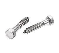 sourcing map Hex Lag Screws, M8 x 40mm 304 Stainless Steel Half Thread Self-Tapping Bolts for Wood Screw 10Pcs