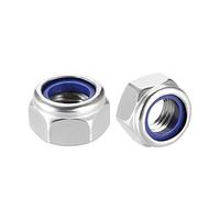sourcing map Hex Lock Nuts - M12 x 1.75mm 304 Stainless Steel Nylon Insert Self-Locking Nuts for Fasteners, 10Pcs Silver Tone