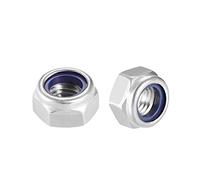 sourcing map Hex Lock Nuts - M12 x 1.75mm Stainless Steel Nylon Insert Self-Locking Nuts for Fasteners, 5Pcs Silver Tone