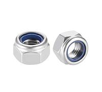 sourcing map Hex Lock Nuts - M16 x 2mm Stainless Steel Nylon Insert Self-Locking Nuts for Fasteners, 2Pcs Silver Tone