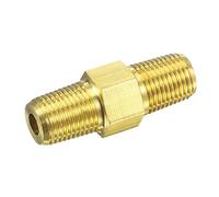 sourcing map Hex Nipple 1/8 NPT Male x 1/8 NPT Male Brass Thread Pipe Fitting for Water Oil Air Pressure Gauge Temp Sensor