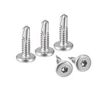 sourcing map Hex Socket Self Tapping Screws, #10 x 3/4" 410 Stainless Steel Sheet Metal Flat Head Drilling Screw 50pcs, Silver, Silver