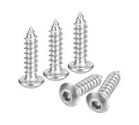 sourcing map Hex Socket Self Tapping Screws, M4 x 16mm 304 Stainless Steel Wood Screw 200pcs