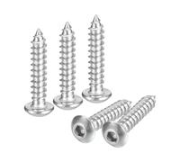 sourcing map Hex Socket Self Tapping Screws, M4 x 20mm 304 Stainless Steel Wood Screw 200pcs