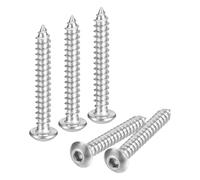 sourcing map Hex Socket Self Tapping Screws, M4 x 30mm 304 Stainless Steel Wood Screw 200pcs
