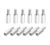 sourcing map Hex Spacer Screws, M3x10mm+6mm Male to Female Thread Brass Nickel Plated Motherboard Standoffs Spacer Pillars for PCB Circuit Boards FPV Quadcopter Drone DIY, Pack of 12
