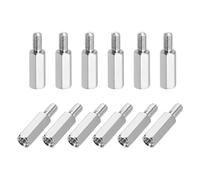 sourcing map Hex Spacer Screws, M3x13mm+6mm Male to Female Thread Brass Nickel Plated Motherboard Standoffs Spacer Pillars for PCB Circuit Boards FPV Quadcopter Drone DIY, Pack of 12
