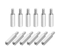 sourcing map Hex Spacer Screws, M3x16mm+6mm Male to Female Thread Brass Nickel Plated Motherboard Standoffs Spacer Pillars for PCB Circuit Boards FPV Quadcopter Drone DIY, Pack of 12