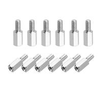 sourcing map Hex Spacer Screws, M3x8mm+6mm Male to Female Thread Brass Nickel Plated Motherboard Standoffs Spacer Pillars for PCB Circuit Boards FPV Quadcopter Drone DIY, Pack of 12