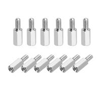 sourcing map Hex Spacer Screws, M3x9mm+6mm Male to Female Thread Brass Nickel Plated Motherboard Standoffs Spacer Pillars for PCB Circuit Boards FPV Quadcopter Drone DIY, Pack of 12
