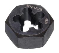 sourcing map Hex Threading Die M12 x 0.75 Metric Thread Right Hand High Speed Steel Rethreading Fixed Die Screw Cutting Tapping Repair Tool