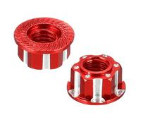 sourcing map Hexagonal Nuts Aluminum M4 RC Wheel Carving Hex Nuts Dustproof Anti-Skid Mount Cap for 1/10 RC Model Car Trucks Off Road Car Upgraded Parts Pack of 2(Red)
