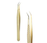 sourcing map High Precision Eyelash Tweezers Stainless Steel Anti-Static Thin Straight Tip Lash Extensions Tweezers Casual Beauty Tools for Eyelash Extensions, Gold